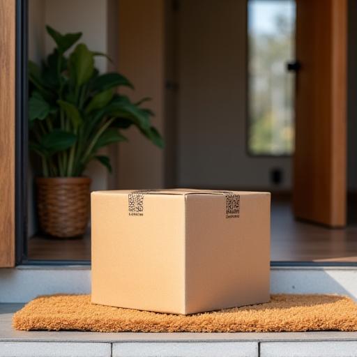 Caja de kit sostenible llegando a domicilio