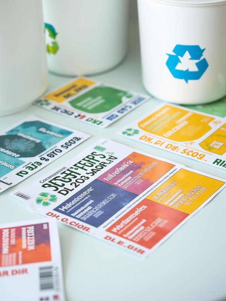 Etiquetas coloridas para clasificación de reciclaje en hogares y supermercados